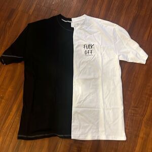Black and White Mens Shirt - F off - Split Shirt BRAND NEW - Mens Large Shirt